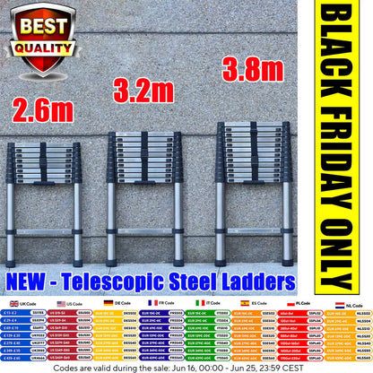 Extendable Telescopic 2.6M-5M Heavy Duty Multi Purpose Ladder
