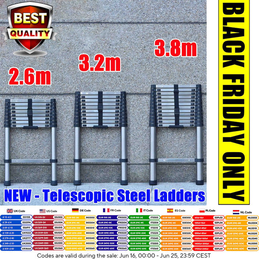Extendable Telescopic 2.6M-5M Heavy Duty Multi Purpose Ladder