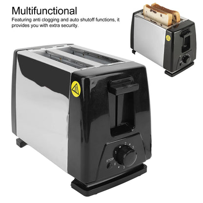 Compact Bread  Portable Stainless Steel Wide Slot 2 Slice Toaster