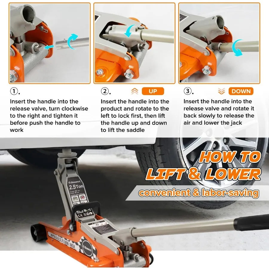 2.5 Ton Low Profile Racing Floor Jack with Heavy Duty Steel Construction