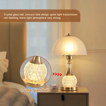 “dutcheshomeliving bedside table lamp crystal petal push button switch”