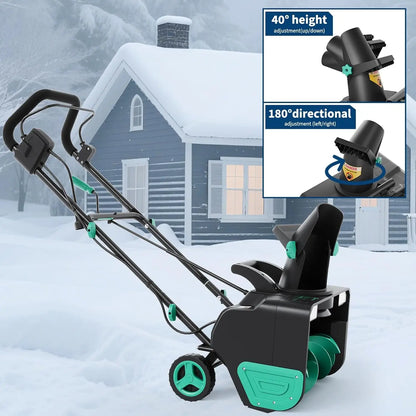 20-Inch Electric Snow Blower  Motor 1800W  All-Terrain Wheels 2 LED Lights Driveways