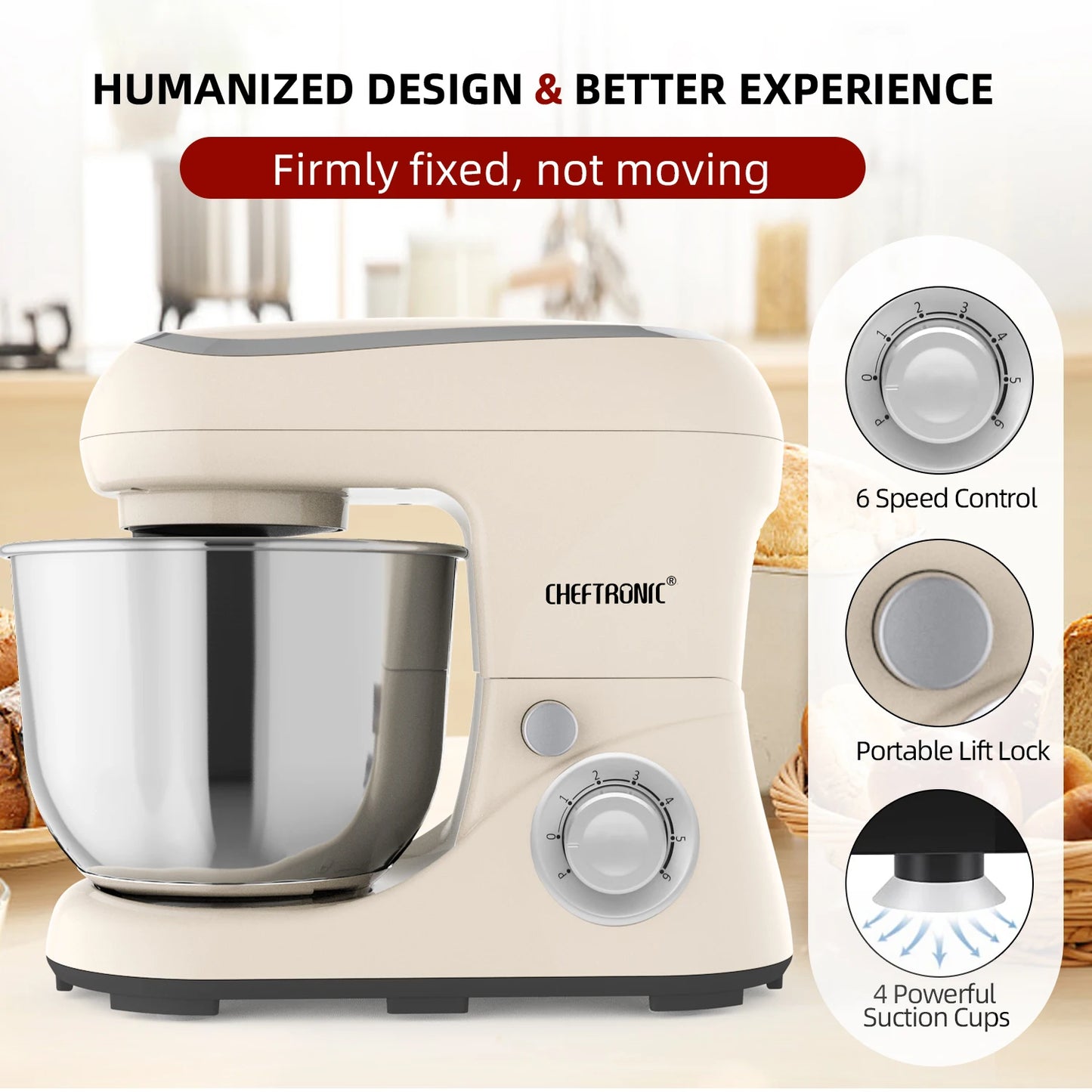1pc CHEFTRONIC Stand Mixer,5Qt Tilt-Head Electric Household Stand Mixer