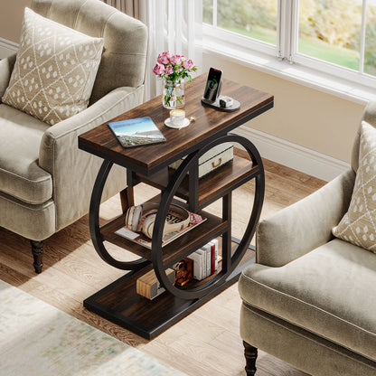 End Table for Living Room, 4-Tier Narrow Side Table with Storage Shelves,