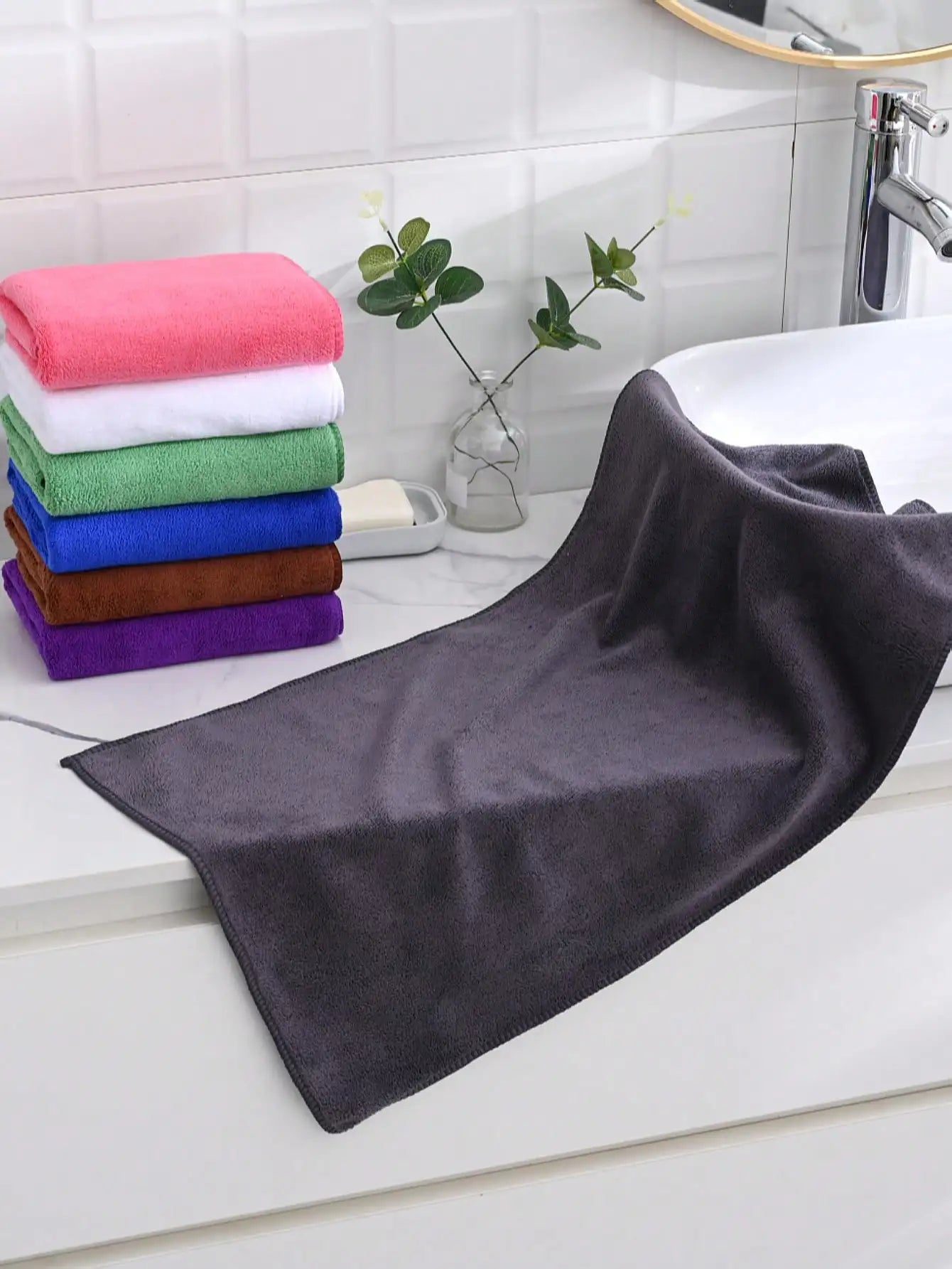 100% Polyester Solid Color Bath Towel 70x140cm,