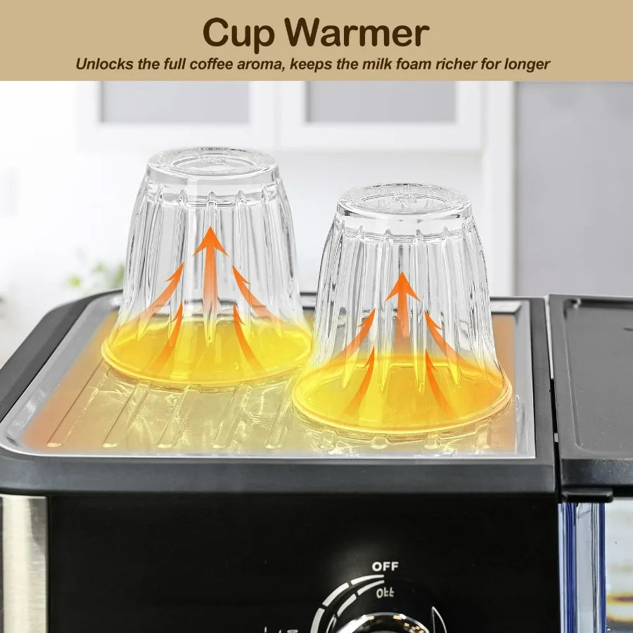 DutchesHomeLiving 20 bar espresso machine with milk frother stainless steel