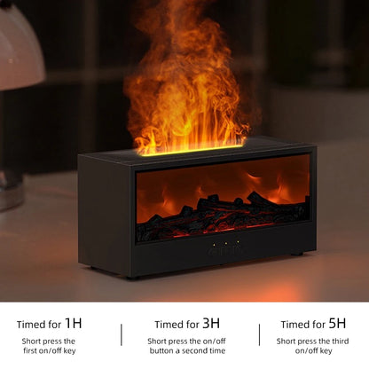 300ml Air Humidifier & Aroma Diffuser with Colorful Fireplace Flame