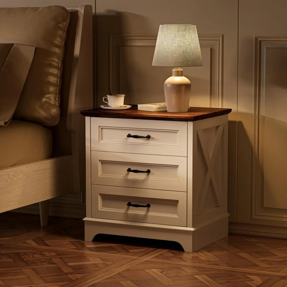 Nightstand with Drawers - Small Rustic Wood Chest of Drawers
