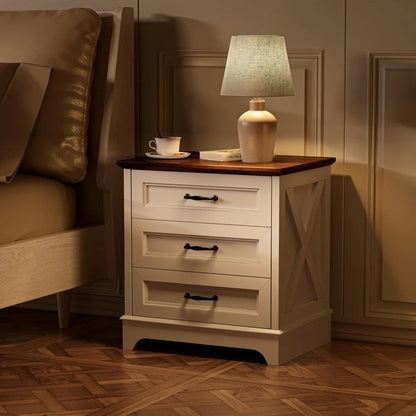Nightstand with Drawers - Small Rustic Wood Chest of Drawers