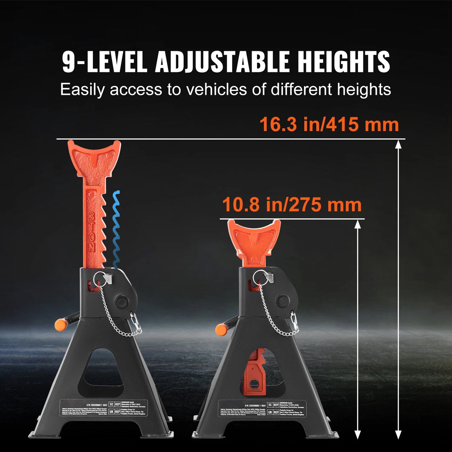 SucceBuy Jack Stands 3/6 Ton Capacity Car Double Locking Adjustable Height for lifting SUV Pickup Truck Car UTV ATV
