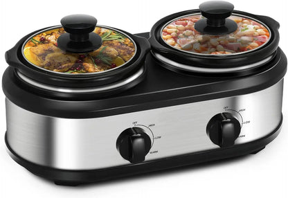 Dual Slow Cooker Buffet Server Food Warmer