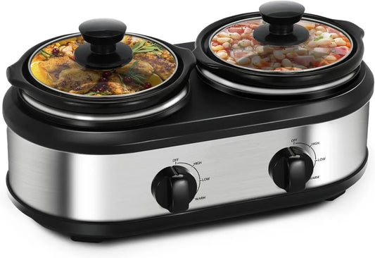 Dual Slow Cooker Buffet Server Food Warmer