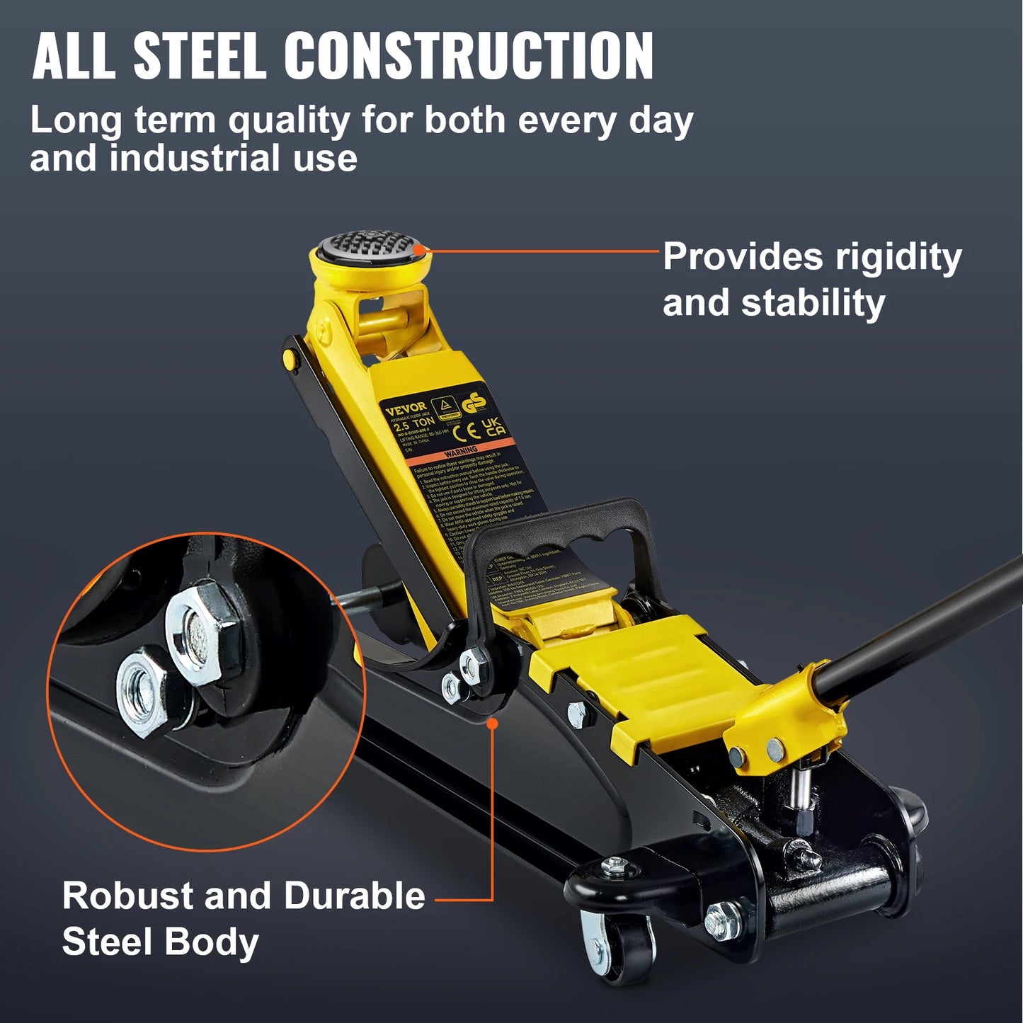 DutchesHomeLiving 2.5T pneumatic low profile floor jack heavy duty steel