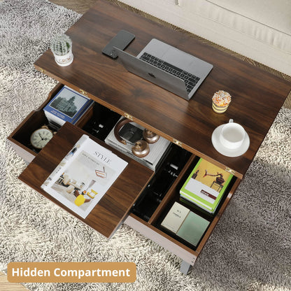 VOWNER Lift Top Coffee Table, 3 in 1 Multi-Function with Hidden Compartment