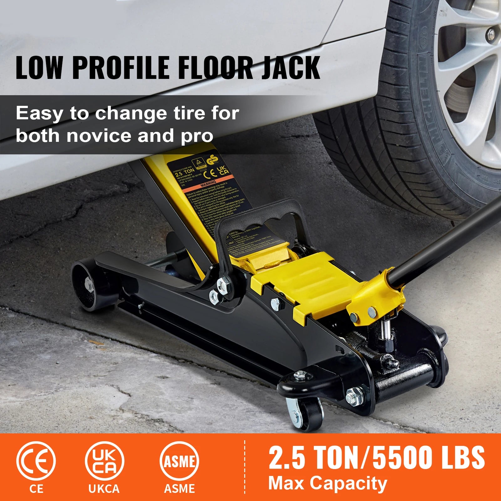 DutchesHomeLiving 2.5T pneumatic low profile floor jack heavy duty steel