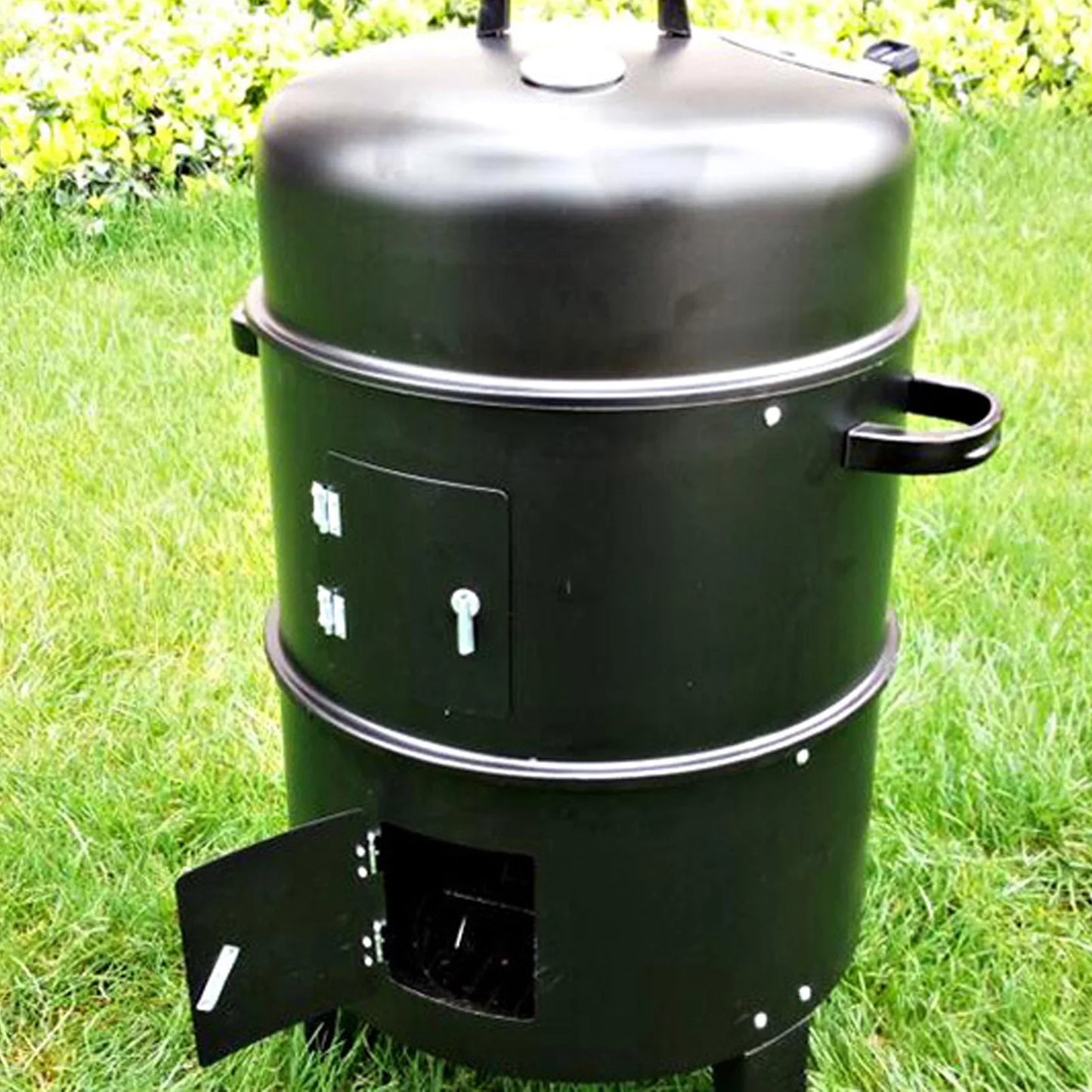 Vertical Charcoal Smoker 3 in 1 3 Layer Grill Barbecue with Thermometer