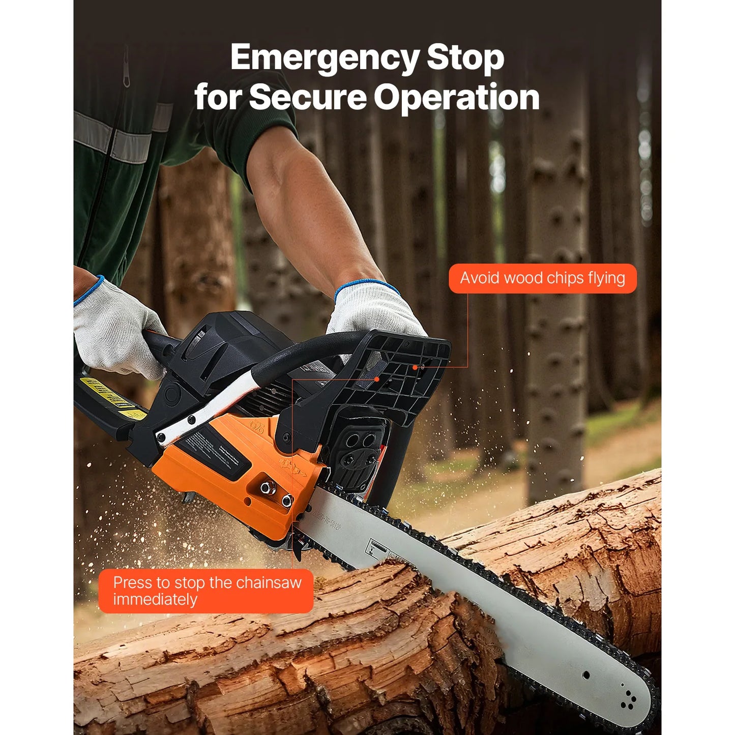 SucceBuy 62 cc Gas Chainsaw 20 in Gas Powered Chainsaw 3.8 HP PowerHandle with Dual Fuel Tanks