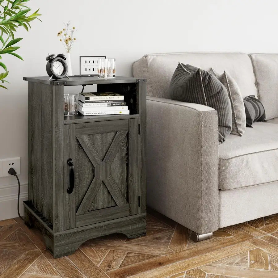 “dutcheshomeliving station end table dark grey 16x16x25”