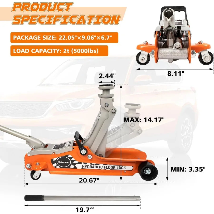 2.5 Ton Low Profile Racing Floor Jack with Heavy Duty Steel Construction