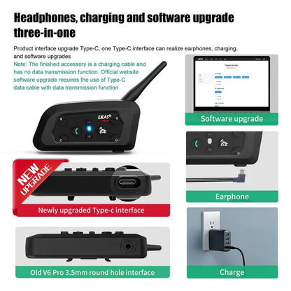 Motorcycle Intercom  PRO+ Helmet   Music Player Interphone Bluetooth Headset