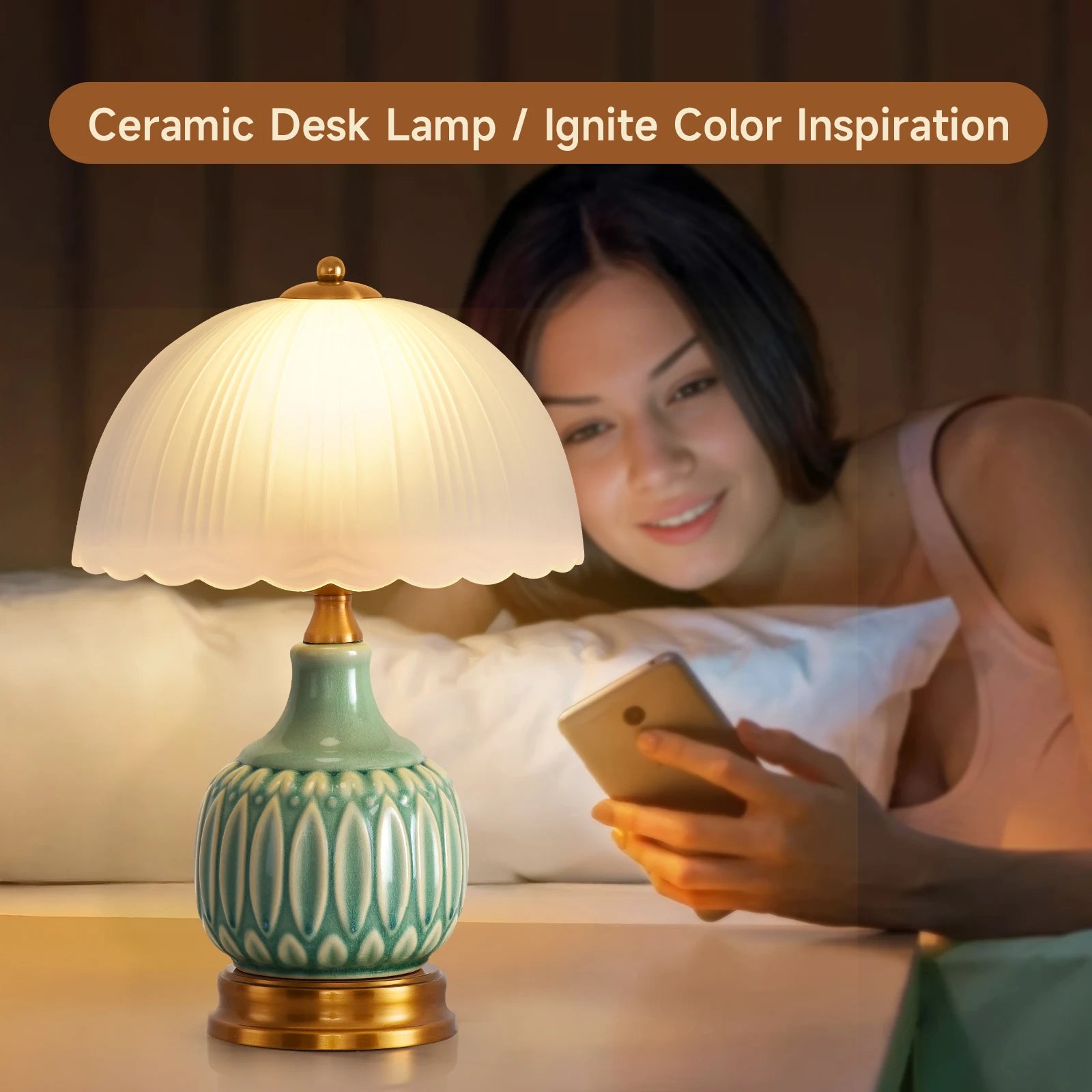 dutcheshomeliving vintage ceramic table lamp front view