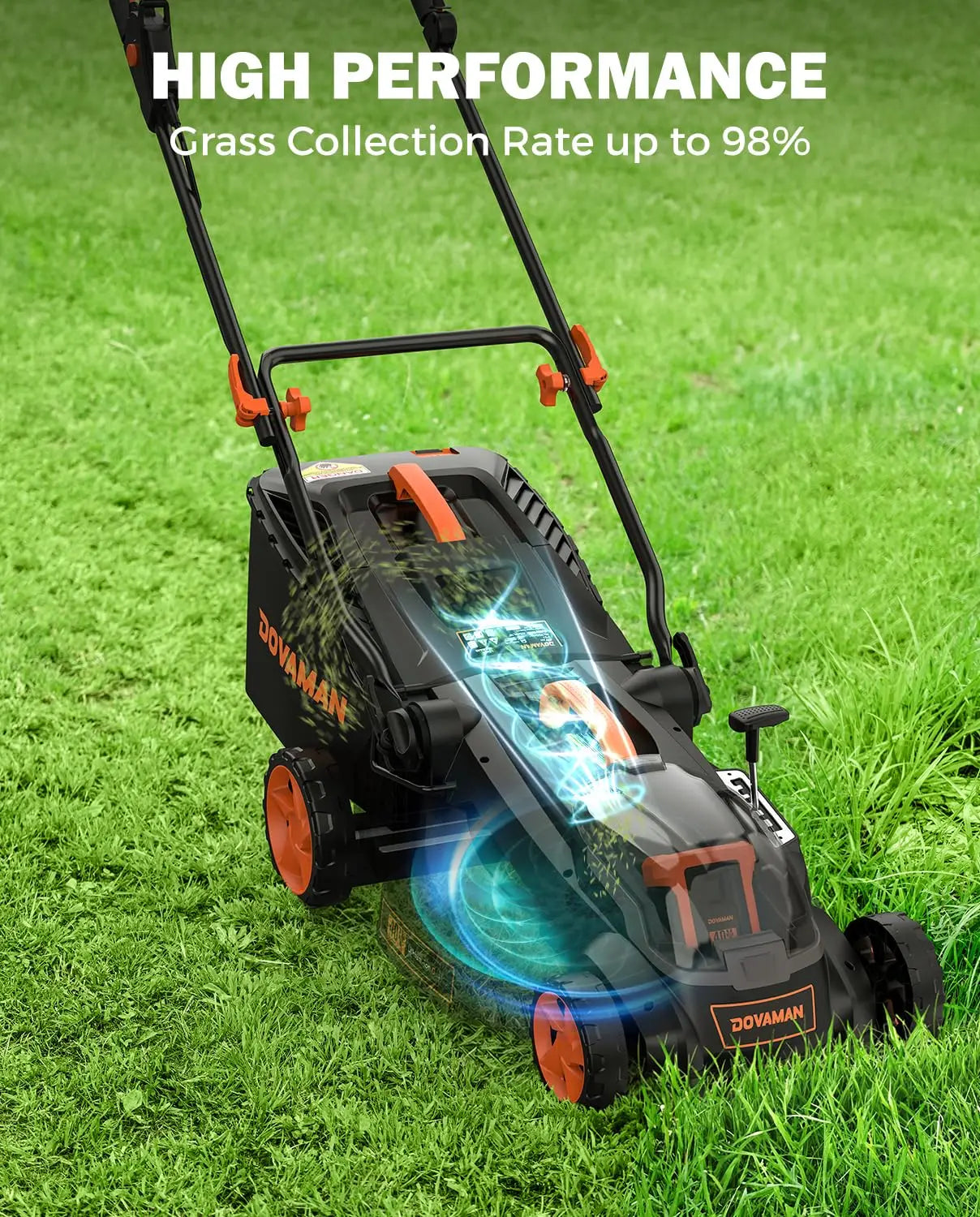 DOVAMAN 40V Brushless Lawn Mower, 16" Deck, 4Ah Battery,