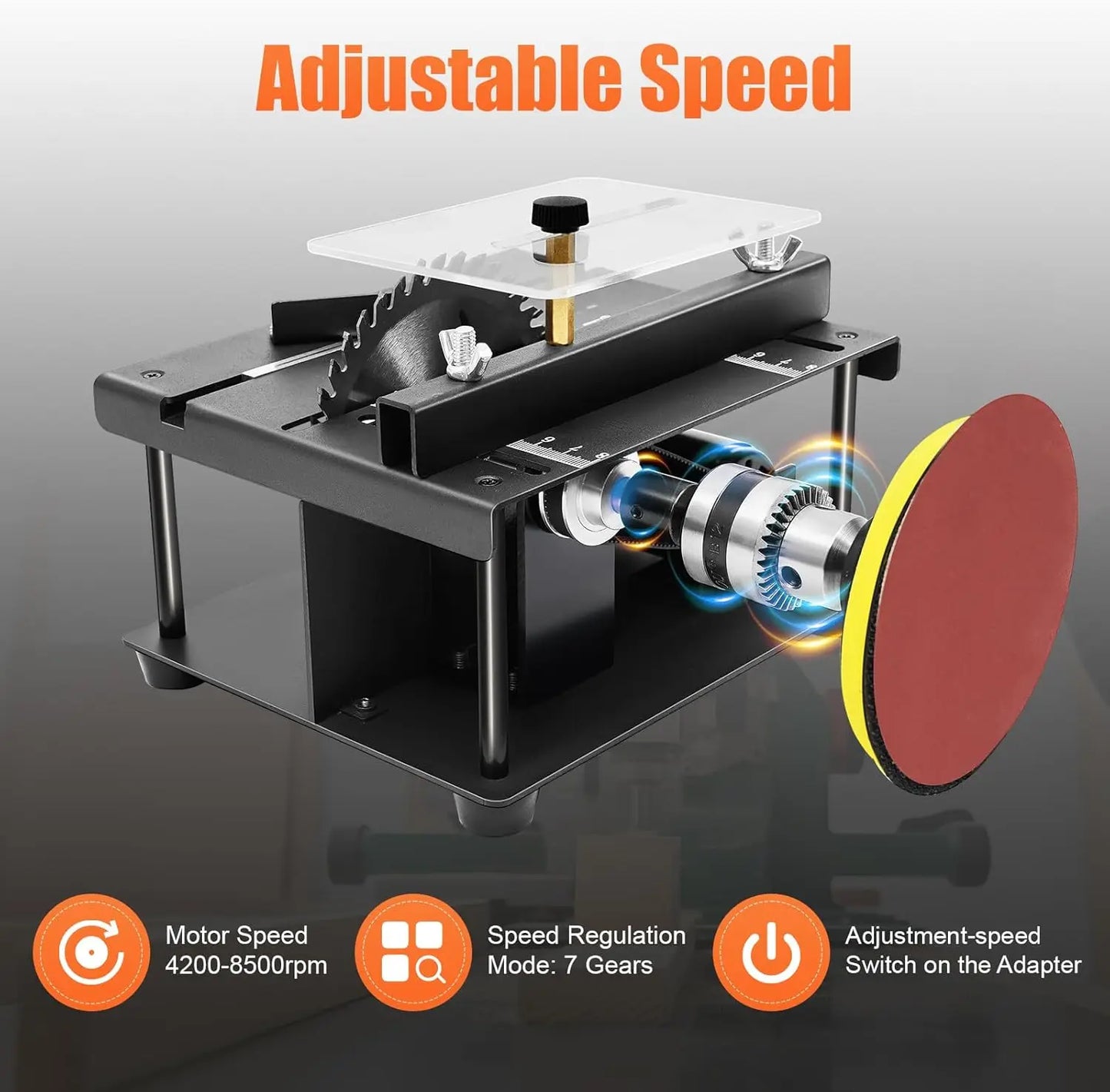 Mini Table Saw Multi-Function 200W 8500RPM  Adjustable Speed