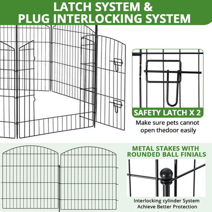 No Dig Decorative Garden Fence with Gate 32in (H) x 24ft (L), Temporary Dog Fencing