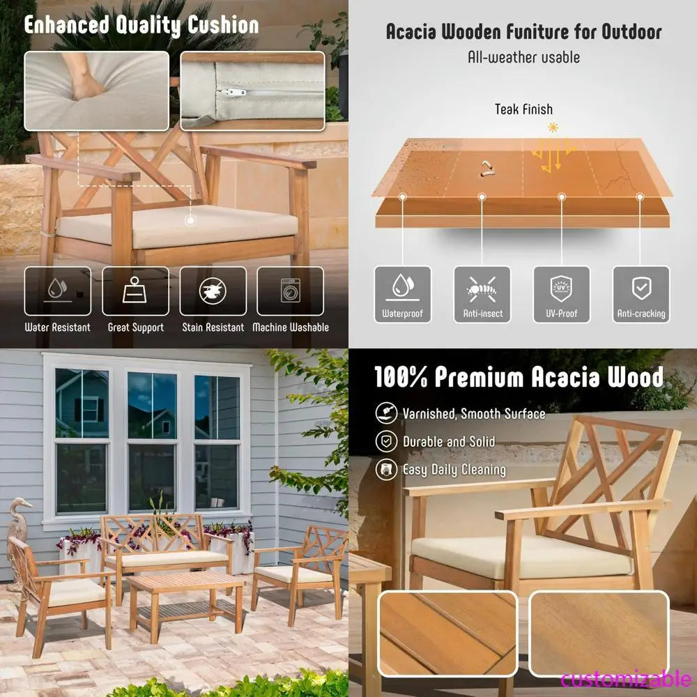 2025new-4-Piece Outdoor Patio Furniture Set: