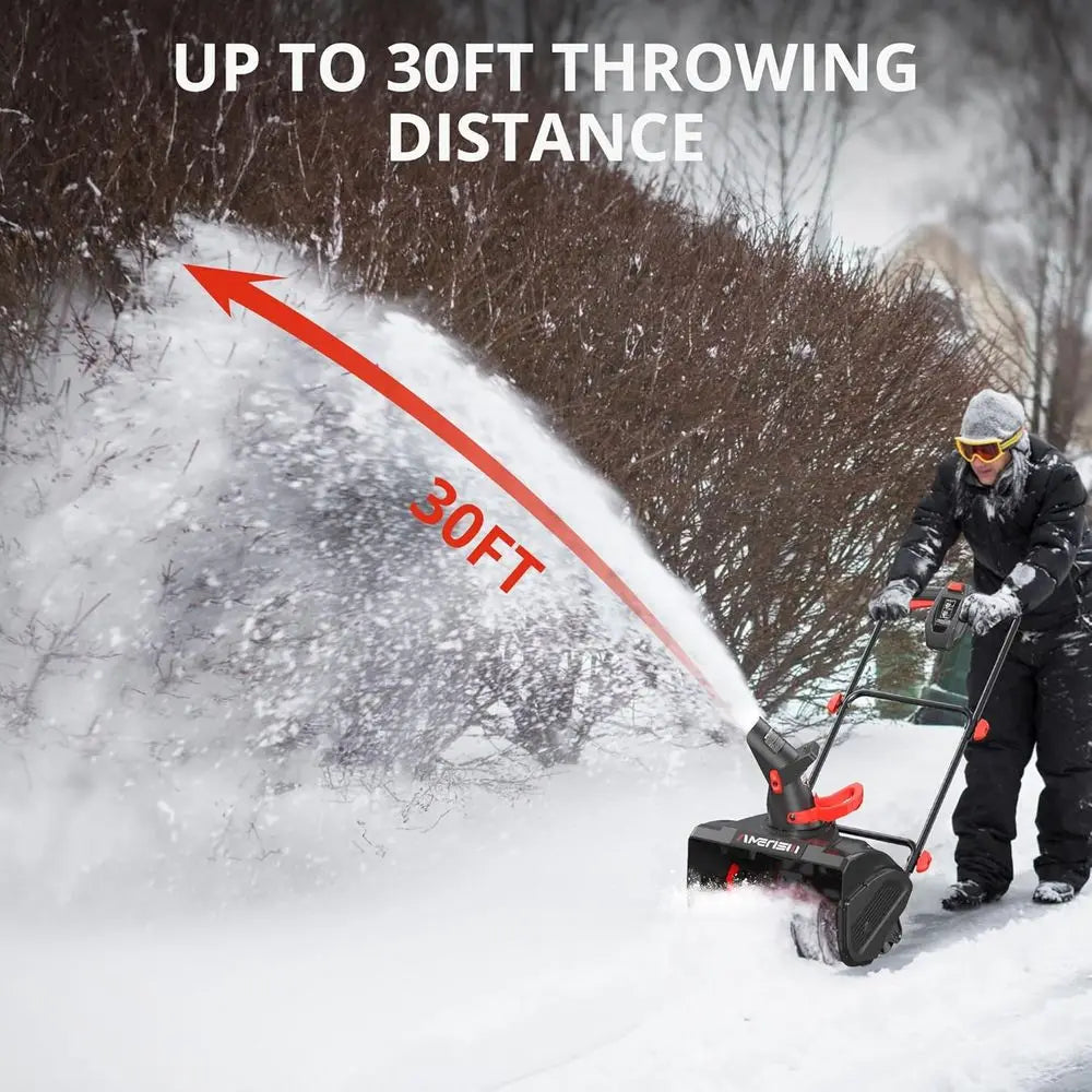 21-Inch Electric Snow Thrower, 15-Amp Corded Snow Blower with LED Light,