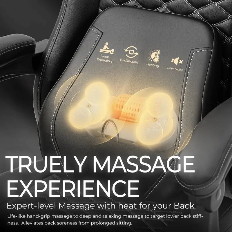 Ergonomic Gaming Chair with Heated Massage Lumbar Support,