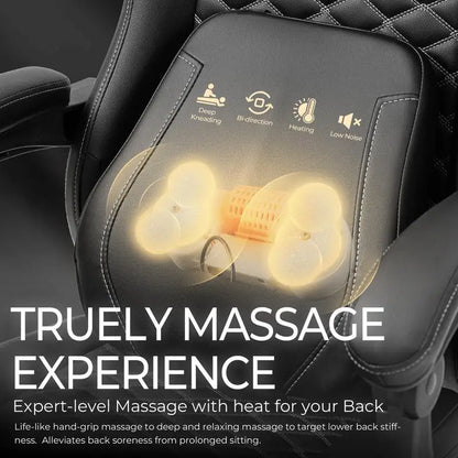 Ergonomic Gaming Chair with Heated Massage Lumbar Support,
