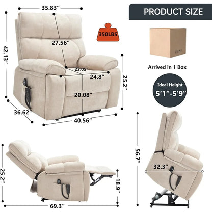 Dual Motor Power Lift Chair Vibration Massage and Lumbar Heating