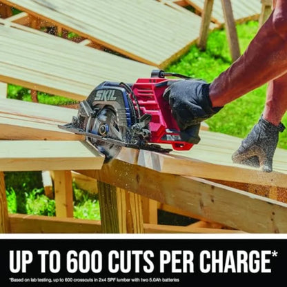 2x20V PWR CORE 20 Brushless 7-1/4 Rear Handle Circular Saw Kit Includes Two 5.0Ah Batteries and Dual Port Auto PWR Jump Ch