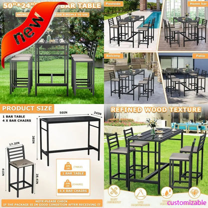 2025new-5-Piece Outdoor Patio Bar Set