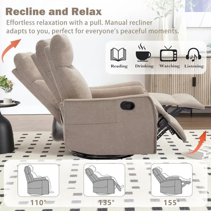 Swivel Rocker Recliner Chair with Heated Massage