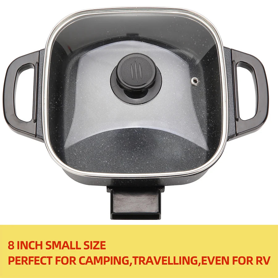 Electric Frying Pan, Temperature Control, Hot Pot Cooking, Non Stick Pan