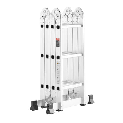 SucceBuy Multi-Purpose Folding Ladder 7-in-1 Tall Step Ladder A Frame Adjustable Telescoping
