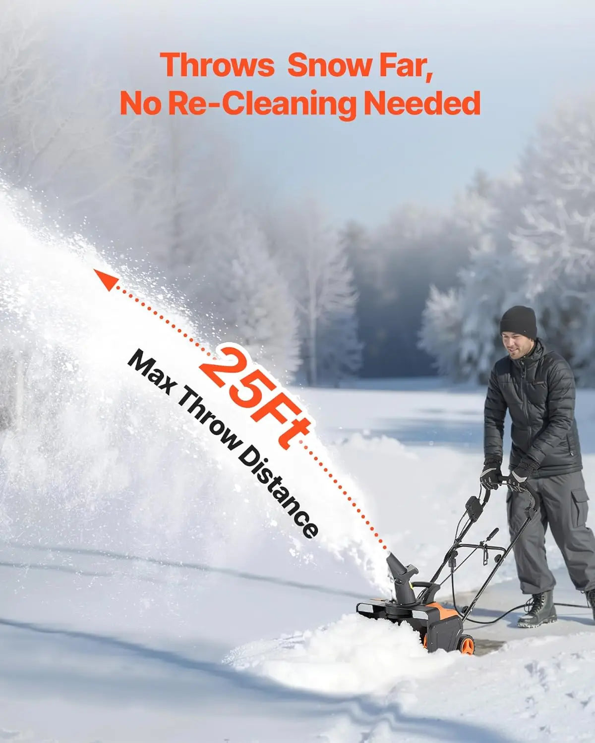 20-Inch Electric Snow Blower with LED Lights Adjustable Chute for Driveway and Sidewalk