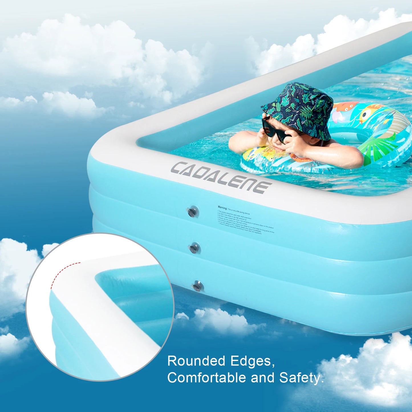 Inflatable swimming Pool for Kids and Adults,120" X 72" X 22"