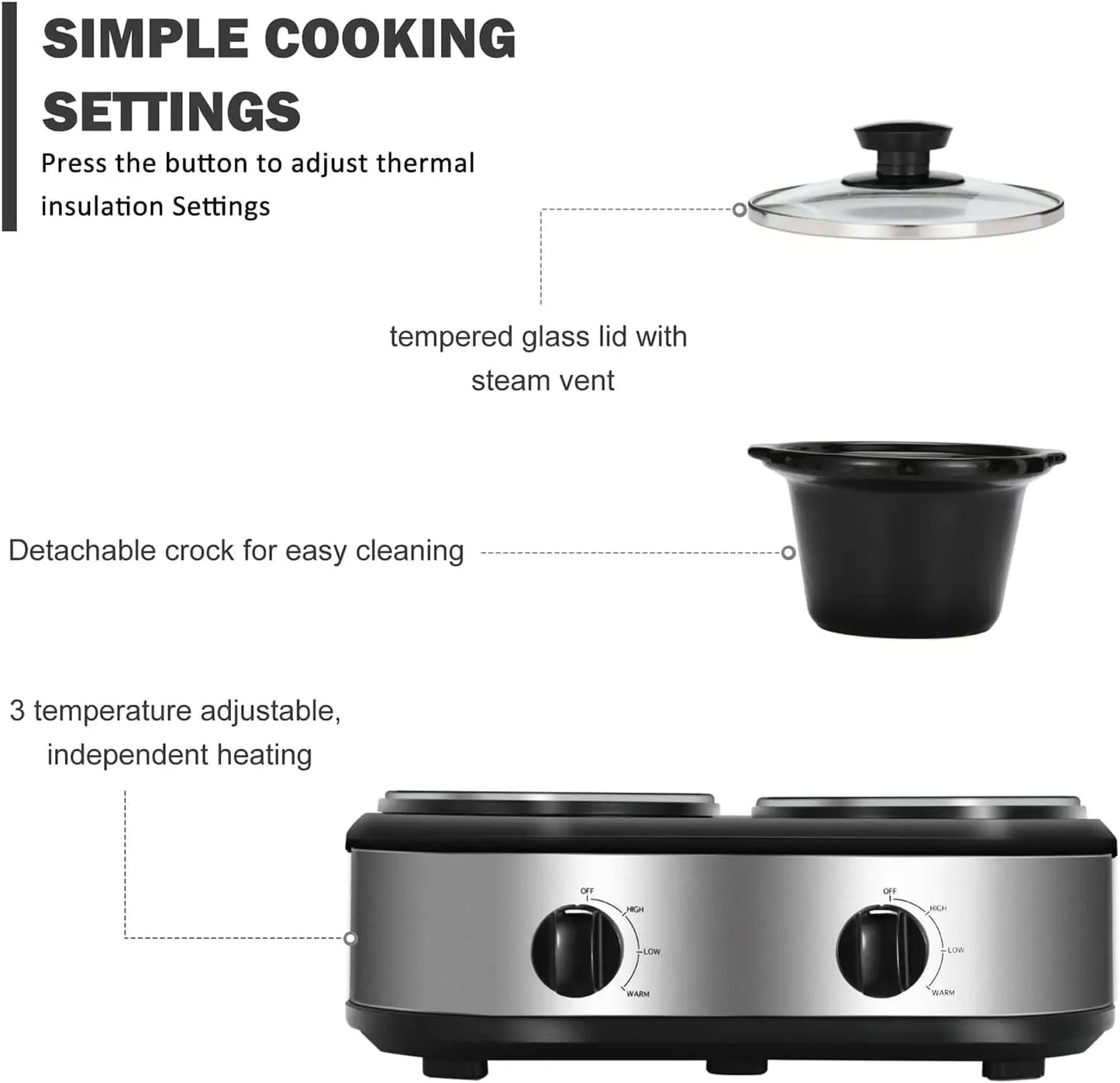 Dual Slow Cooker Buffet Server Food Warmer