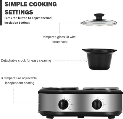 Dual Slow Cooker Buffet Server Food Warmer