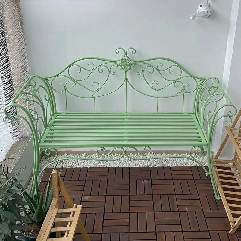 Wrought Iron  Double Chair Park Bench Garden Outdoor