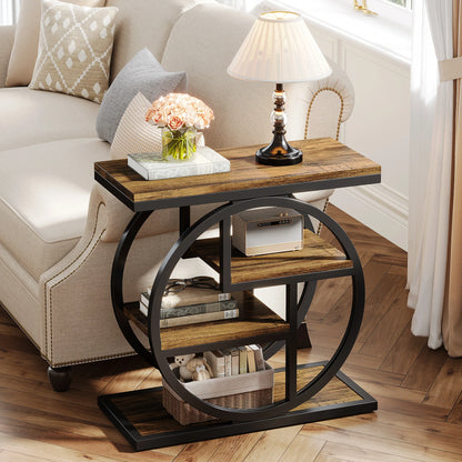 End Table for Living Room, 4-Tier Narrow Side Table with Storage Shelves,